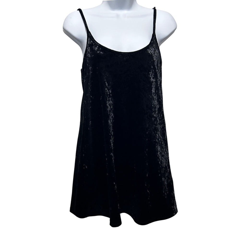 Black Velvet Women Mini Slip Dress S Whimsigoth Y2K Dark Romantic Fairy Grunge